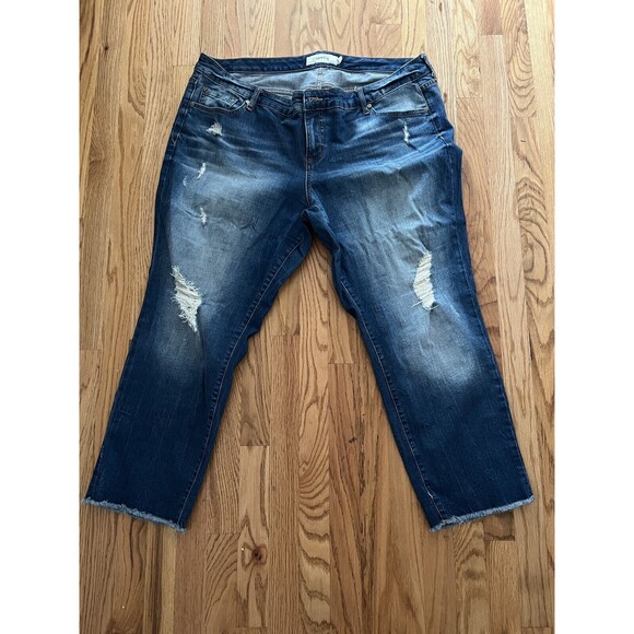 TORRID Denim JEANS Destroyed Size 20 Ankle (Ins 27.) Raw Hems - Picture 1 of 4